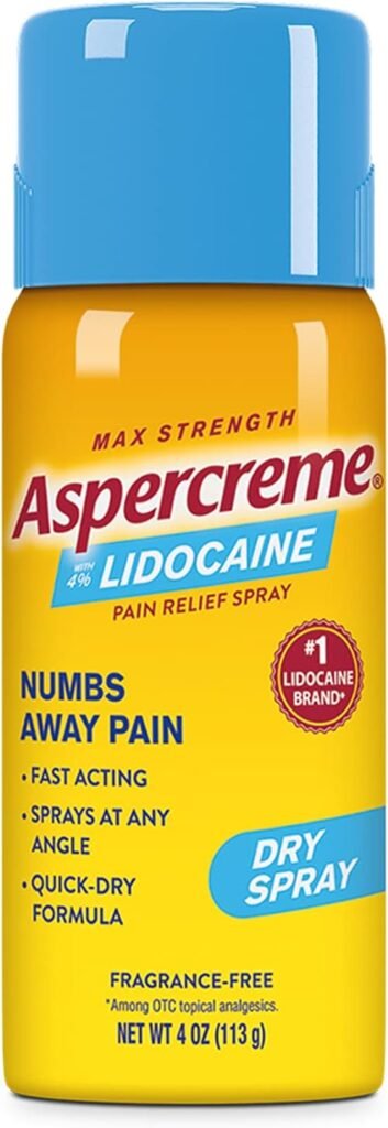 Aspercreme Max Strength Lidocaine Pain Relief Dry Spray 4 oz. Odor Free