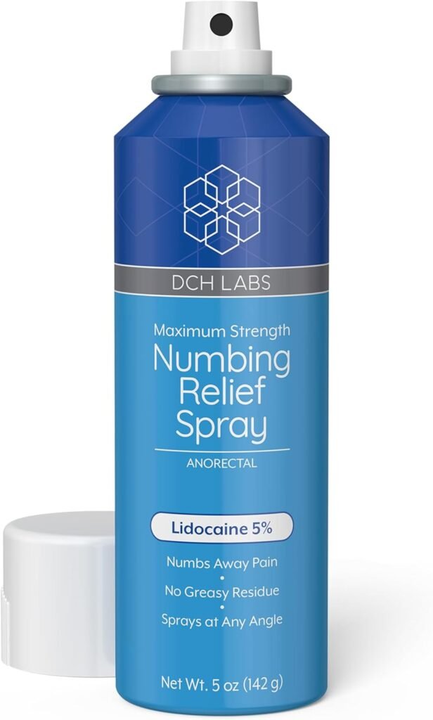 DCH Labs 5% Lidocaine Numbing Spray Maximum Strength Relief, 5 oz, Topical Anesthetic That Sprays at Any Angle, Vegan  Cruelty-Free, Secured with Child Resistant Cap