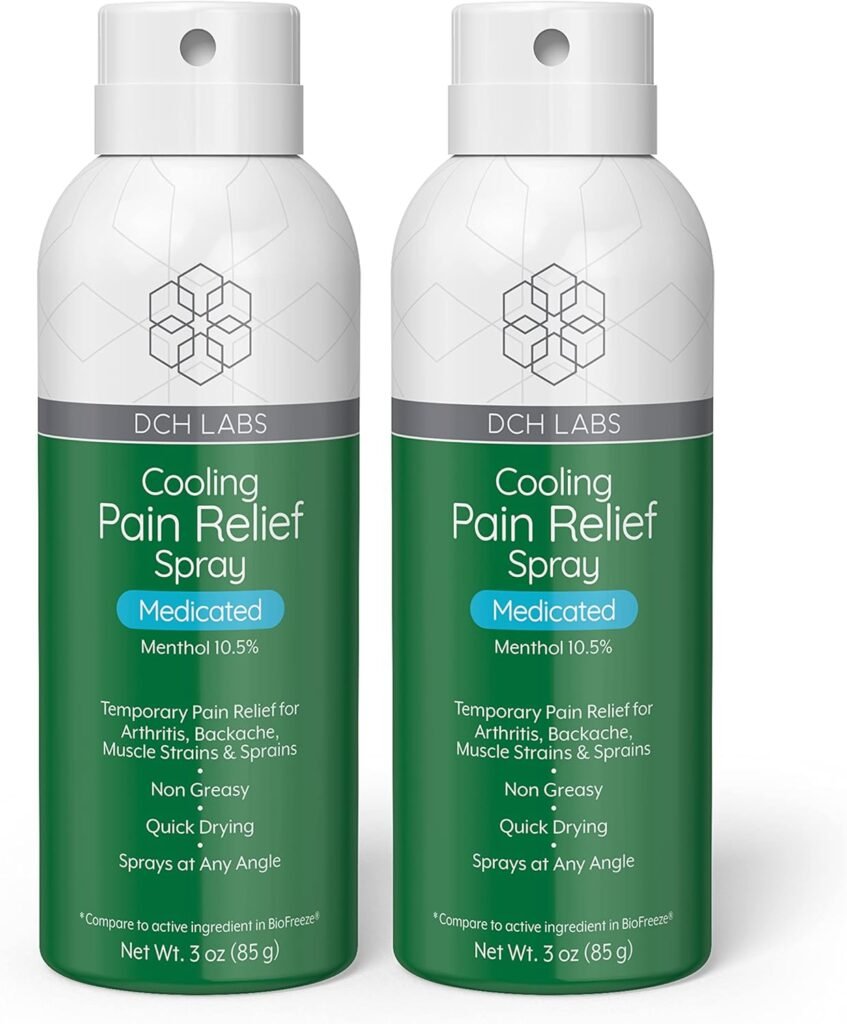 DCH Labs Cooling Pain Relief Spray, with 10.5% Menthol, for Arthritis  Backaches, 3 oz, 2-Pack